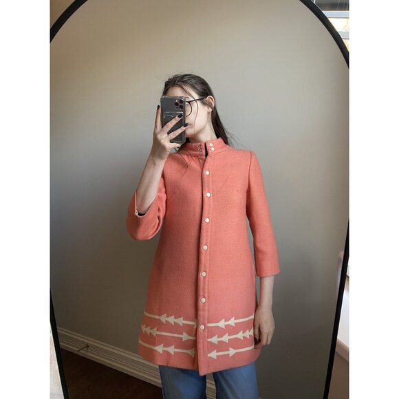 Lauren Moffatt Pink Wool Coat Size Small - Picture 1 of 7